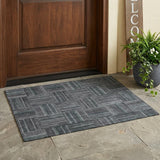 3' X 5' Gray And Graphite Geometric Washable Indoor Outdoor Area Rug