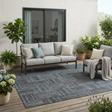 5' X 8' Gray And Graphite Geometric Washable Indoor Outdoor Area Rug