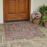 3' X 5' Orange And Brown Geometric Washable Indoor Outdoor Area Rug