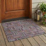 3' X 5' Plum And Purple Geometric Washable Indoor Outdoor Area Rug