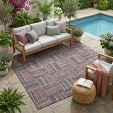 5' X 8' Plum And Purple Geometric Washable Indoor Outdoor Area Rug