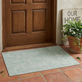 3' X 5' Aqua And Teal Blue Oriental Washable Indoor Outdoor Area Rug