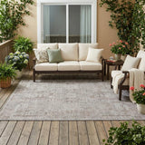 5' X 8' Beige And Brown Oriental Washable Indoor Outdoor Area Rug