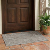 3' X 5' Brown And Silver Oriental Washable Indoor Outdoor Area Rug