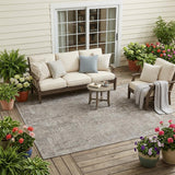 5' X 8' Brown And Silver Oriental Washable Indoor Outdoor Area Rug