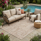 5' X 8' Copper And Orange Oriental Washable Indoor Outdoor Area Rug