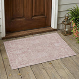 3' X 5' Pink And Tan Oriental Washable Indoor Outdoor Area Rug