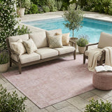5' X 8' Pink And Tan Oriental Washable Indoor Outdoor Area Rug