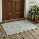 3' X 5' Sage And Green Oriental Washable Indoor Outdoor Area Rug