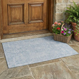 3' X 5' Sky Blue And Blue Oriental Washable Indoor Outdoor Area Rug