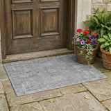3' X 5' Silver And Gray Oriental Washable Indoor Outdoor Area Rug