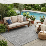 5' X 8' Silver And Gray Oriental Washable Indoor Outdoor Area Rug