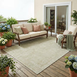 5' X 8' Wheat And Gold Oriental Washable Indoor Outdoor Area Rug