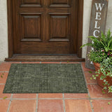 3' X 5' Green And Chocolate Oriental Washable Indoor Outdoor Area Rug
