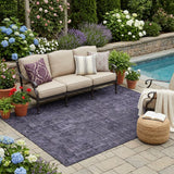 5' X 8' Eggplant And Purple Oriental Washable Indoor Outdoor Area Rug