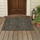 3' X 5' Granite Gray And Gray Oriental Washable Indoor Outdoor Area Rug