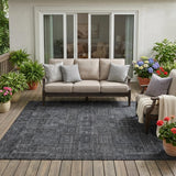 5' X 8' Gray And Graphite Oriental Washable Indoor Outdoor Area Rug