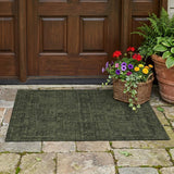 3' X 5' Olive Green And Green Oriental Washable Indoor Outdoor Area Rug