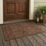 3' X 5' Orange And Brown Oriental Washable Indoor Outdoor Area Rug
