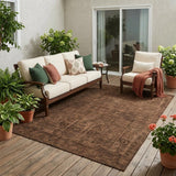 5' X 8' Orange And Brown Oriental Washable Indoor Outdoor Area Rug
