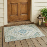 3' X 5' Ivory And Silver Oriental Washable Indoor Outdoor Area Rug