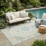 5' X 8' Ivory And Silver Oriental Washable Indoor Outdoor Area Rug