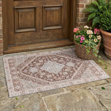 3' X 5' Orange And Beige Oriental Washable Indoor Outdoor Area Rug