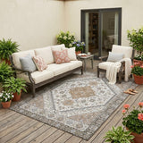 5' X 8' Pearl And Ivory Oriental Washable Indoor Outdoor Area Rug