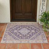 3' X 5' Purple And Blush Oriental Washable Indoor Outdoor Area Rug