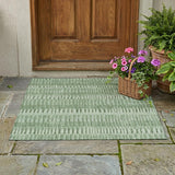 3' X 5' Green And Ivory Striped Washable Indoor Outdoor Area Rug