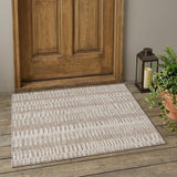 3' X 5' Beige And Brown Striped Washable Indoor Outdoor Area Rug