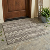 3' X 5' Brown And Beige Striped Washable Indoor Outdoor Area Rug