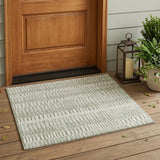 3' X 5' Sage And Green Striped Washable Indoor Outdoor Area Rug