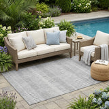 5' X 8' Silver And Gray Striped Washable Indoor Outdoor Area Rug