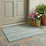 3' X 5' Teal Blue And Silver Striped Washable Indoor Outdoor Area Rug