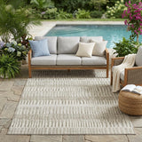 5' X 8' Taupe And Brown Striped Washable Indoor Outdoor Area Rug