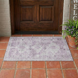 3' X 5' Lilac And Purple Oriental Washable Indoor Outdoor Area Rug