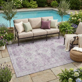 5' X 8' Lilac And Purple Oriental Washable Indoor Outdoor Area Rug