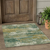 3' X 5' Green And Brown Abstract Washable Indoor Outdoor Area Rug