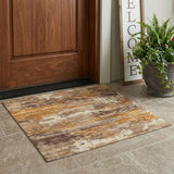 3' X 5' Brown And Copper Abstract Washable Indoor Outdoor Area Rug