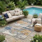 5' X 8' Granite Gray And Gray Abstract Washable Indoor Outdoor Area Rug