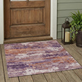 3' X 5' Plum And Purple Abstract Washable Indoor Outdoor Area Rug