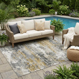 5' X 8' Pewter And Gray Abstract Washable Indoor Outdoor Area Rug