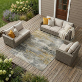 8' X 10' Pewter And Gray Abstract Washable Indoor Outdoor Area Rug