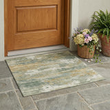 3' X 5' Sage And Green Abstract Washable Indoor Outdoor Area Rug