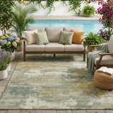 5' X 8' Sage And Green Abstract Washable Indoor Outdoor Area Rug
