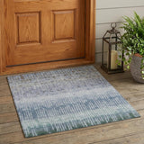 3' X 5' Blue And Silver Abstract Washable Indoor Outdoor Area Rug