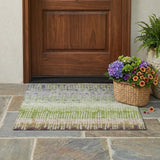 3' X 5' Green And Beige Abstract Washable Indoor Outdoor Area Rug