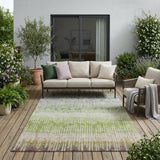 5' X 8' Green And Beige Abstract Washable Indoor Outdoor Area Rug