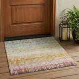 3' X 5' Gold And Beige Abstract Washable Indoor Outdoor Area Rug